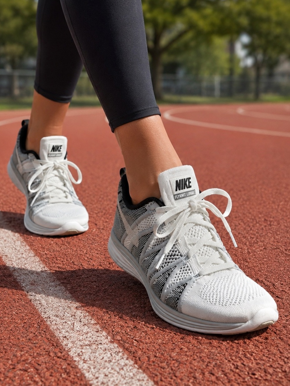 Nike Women’s White and Black Flyknit Sneakers